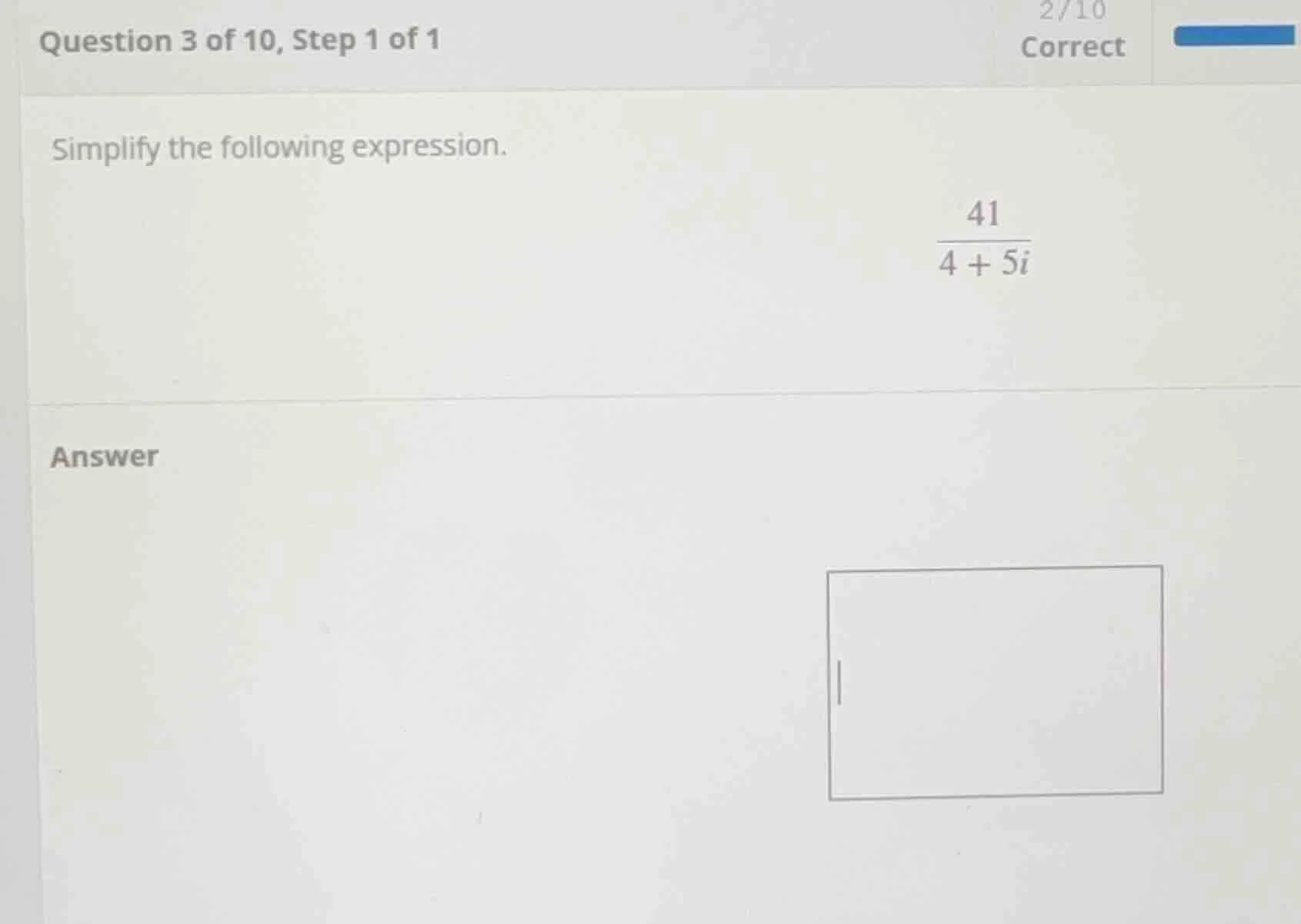 question 3 of 10, step 1 of 1 simplify the following expression. \\(\\d…