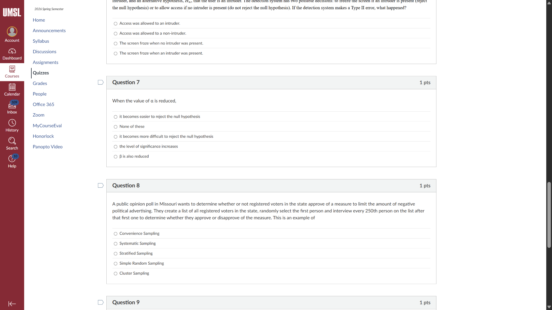 question 7 1 pts when the value of a is reduced, it becomes easier to r…