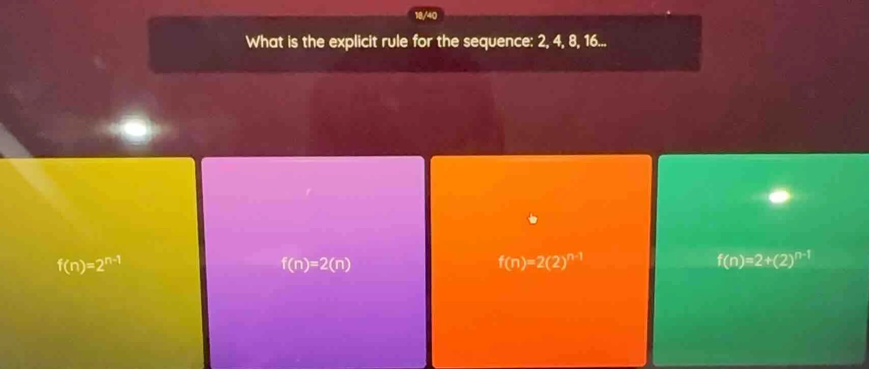 what is the explicit rule for the sequence: 2, 4, 8, 16... f(n)=2^{n - …
