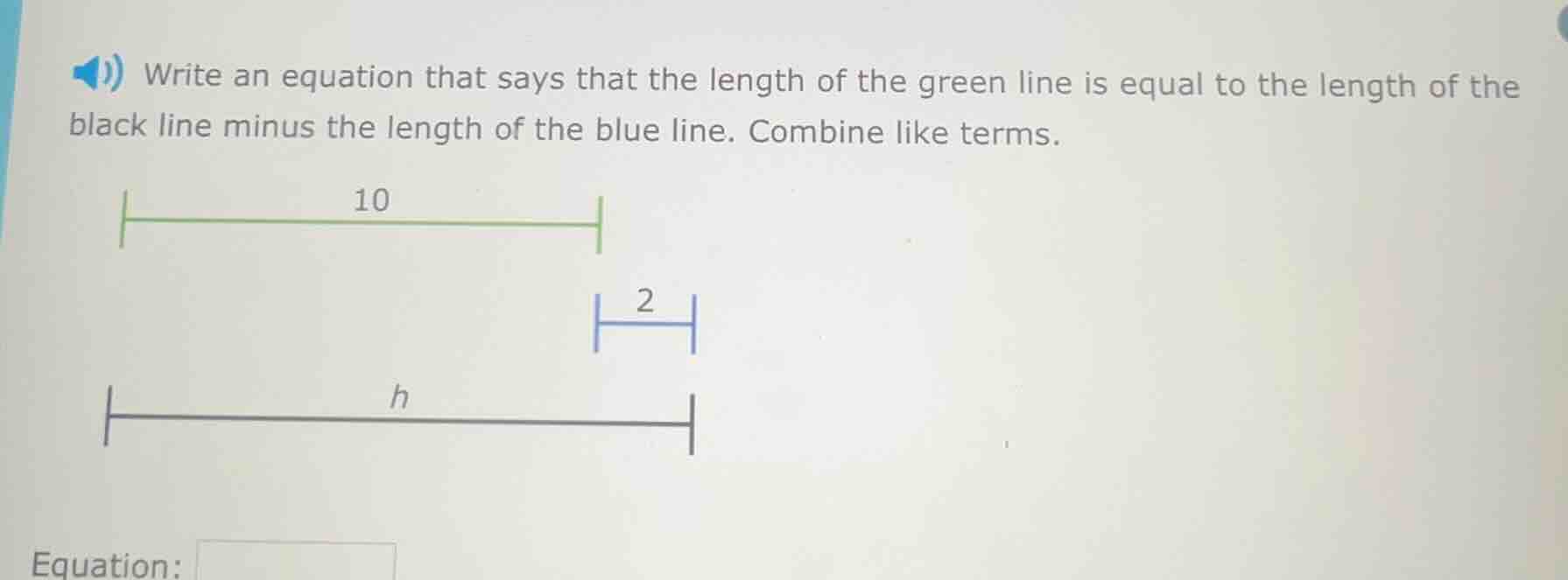 write an equation that says that the length of the green line is equal …
