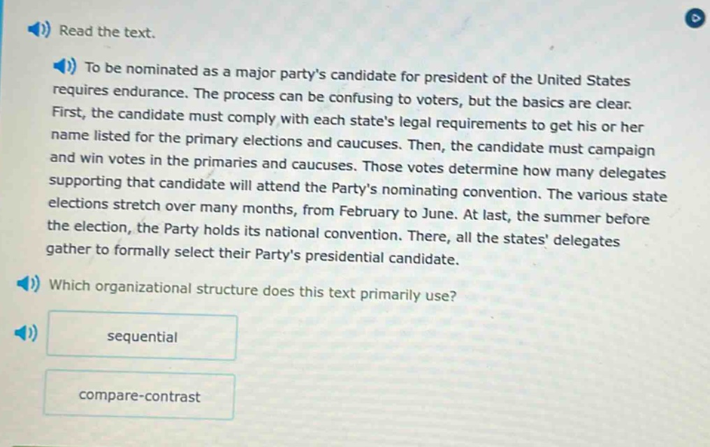 read the text. to be nominated as a major partys candidate for presiden…