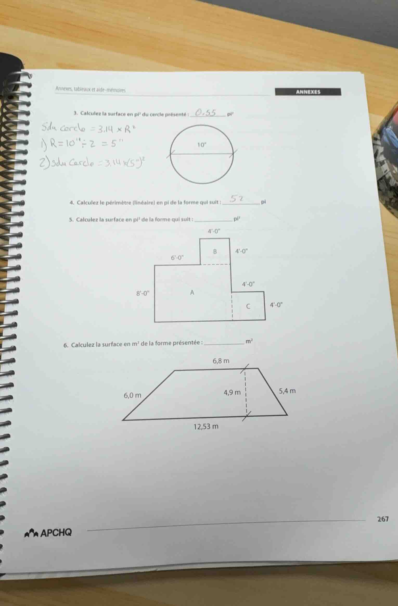 annexes, tableaux et aide - mémoires annexes 3. calculez la surface en …
