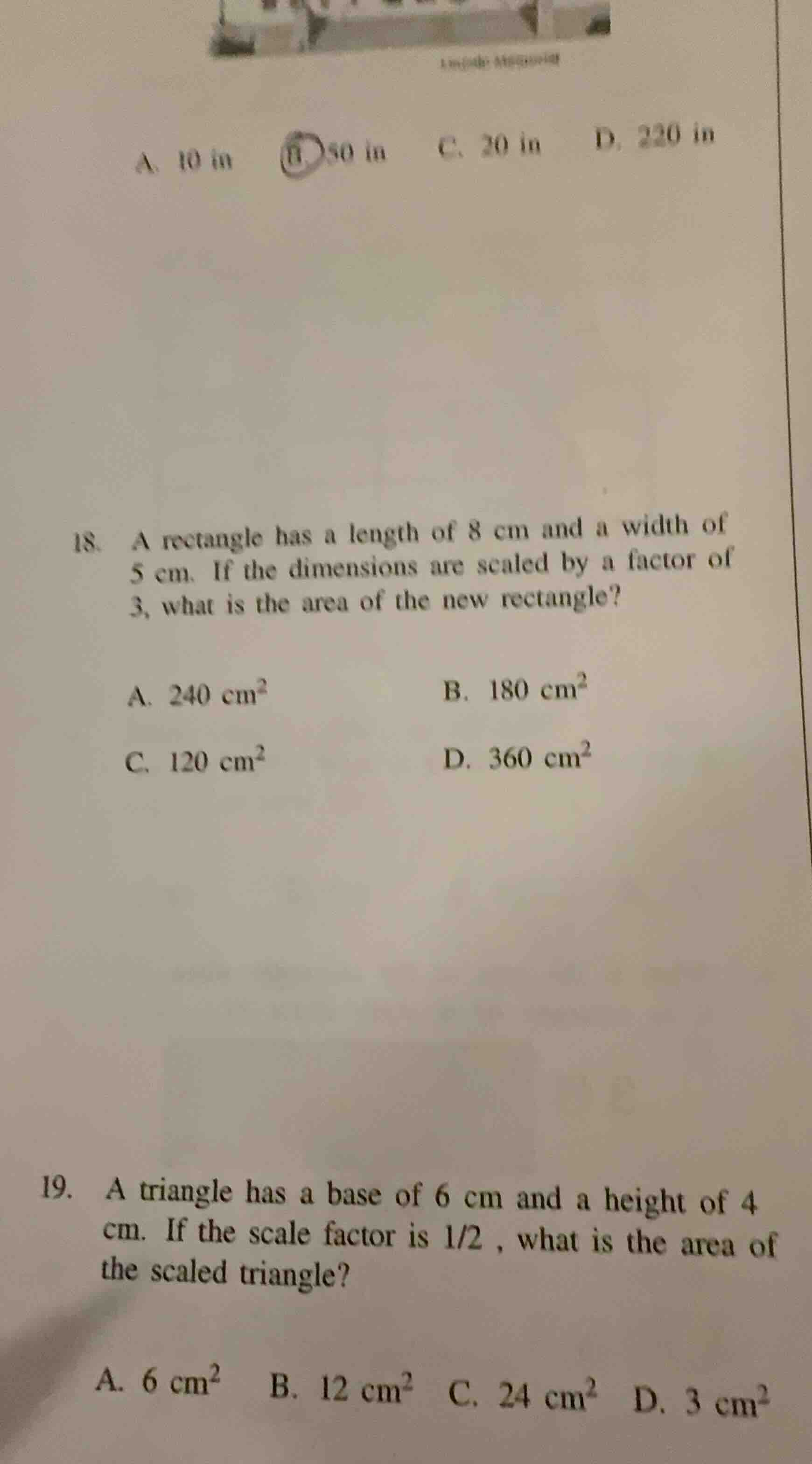 18. a rectangle has a length of 8 cm and a width of 5 cm. if the dimens…