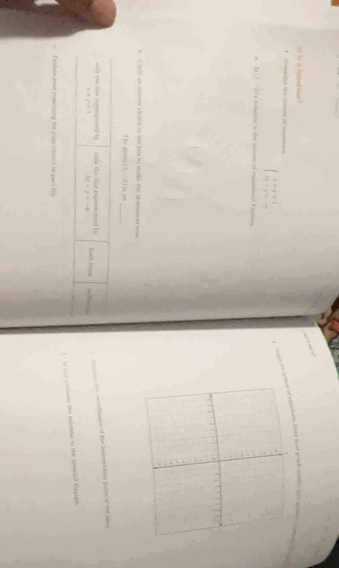 4. consider the system of equations. \\begin{cases} x + y = 1 \\\\ 3x -…