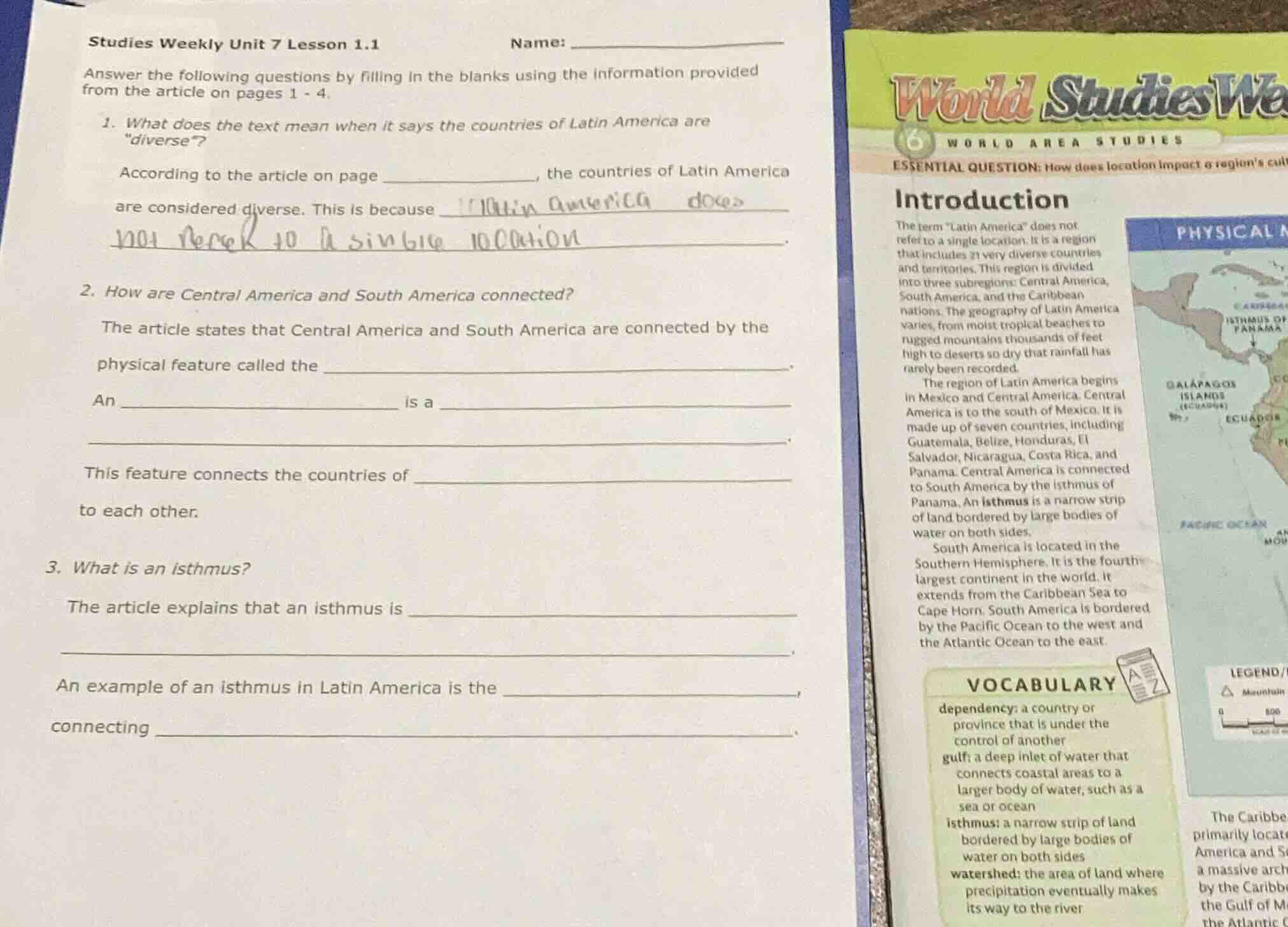 studies weekly unit 7 lesson 1.1 name: answer the following questions b…