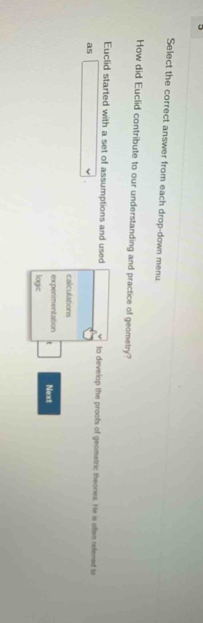 select the correct answer from each drop - down menu. how did euclid co…