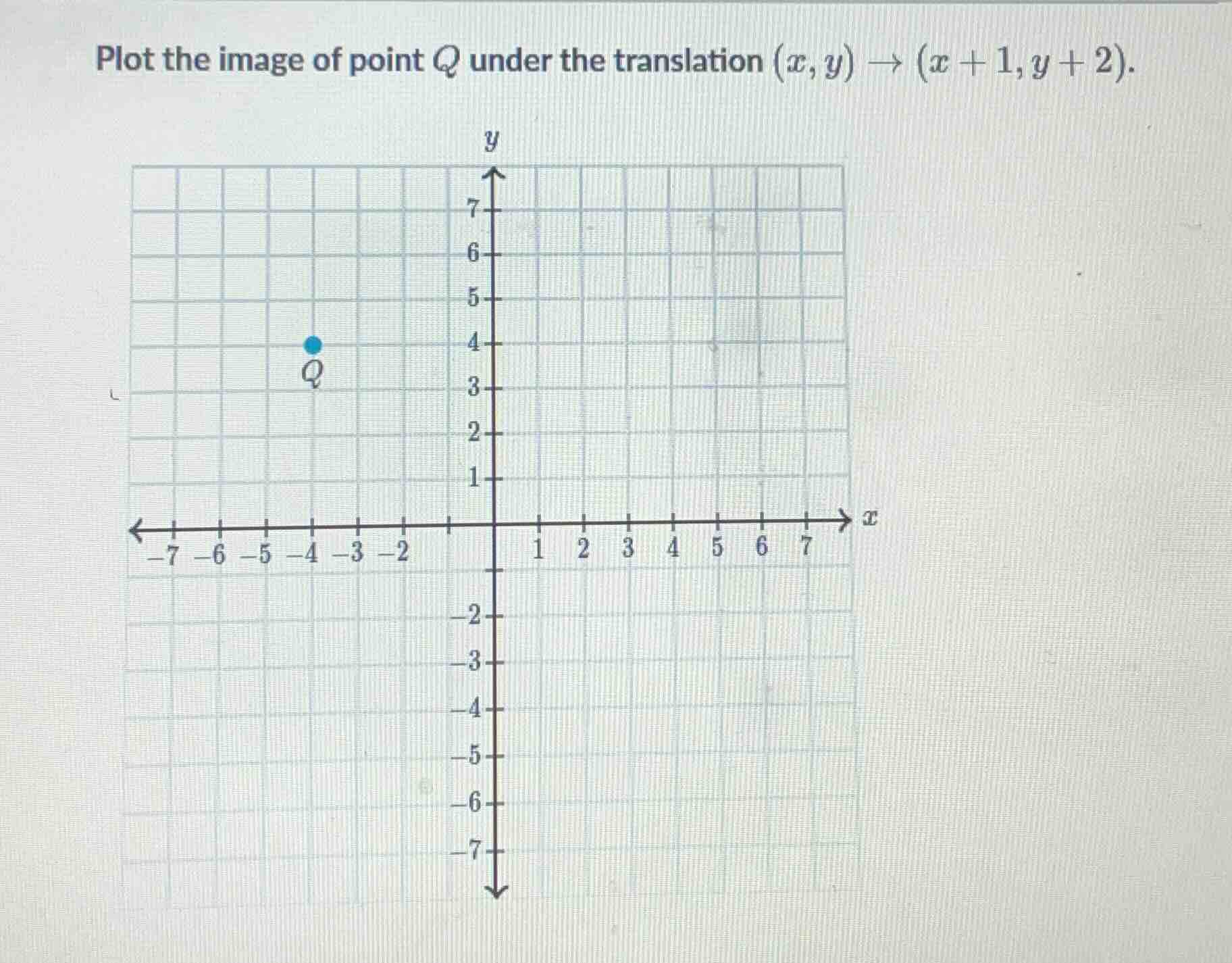 plot the image of point q under the translation ((x, y) \to (x + 1, y +…