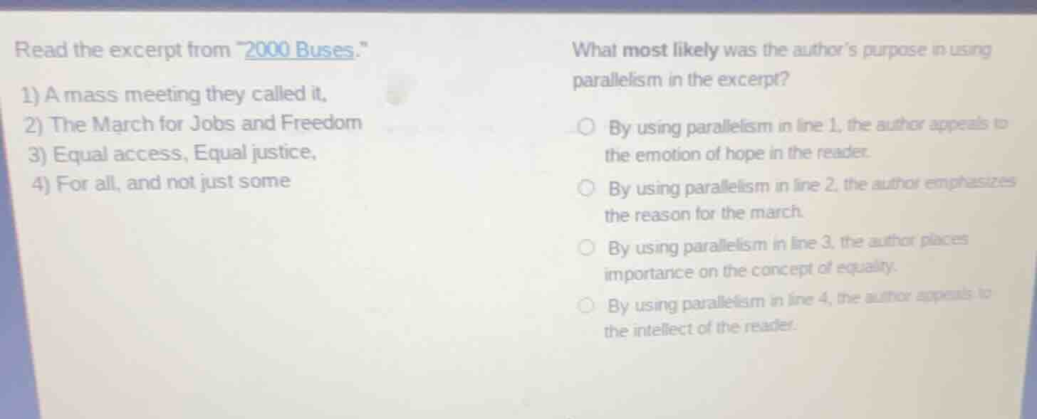 read the excerpt from \2000 buses.\ 1) a mass meeting they called it, 2…