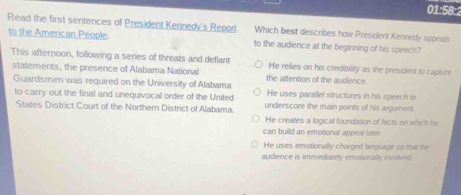 read the first sentences of president kennedy’s report to the american …