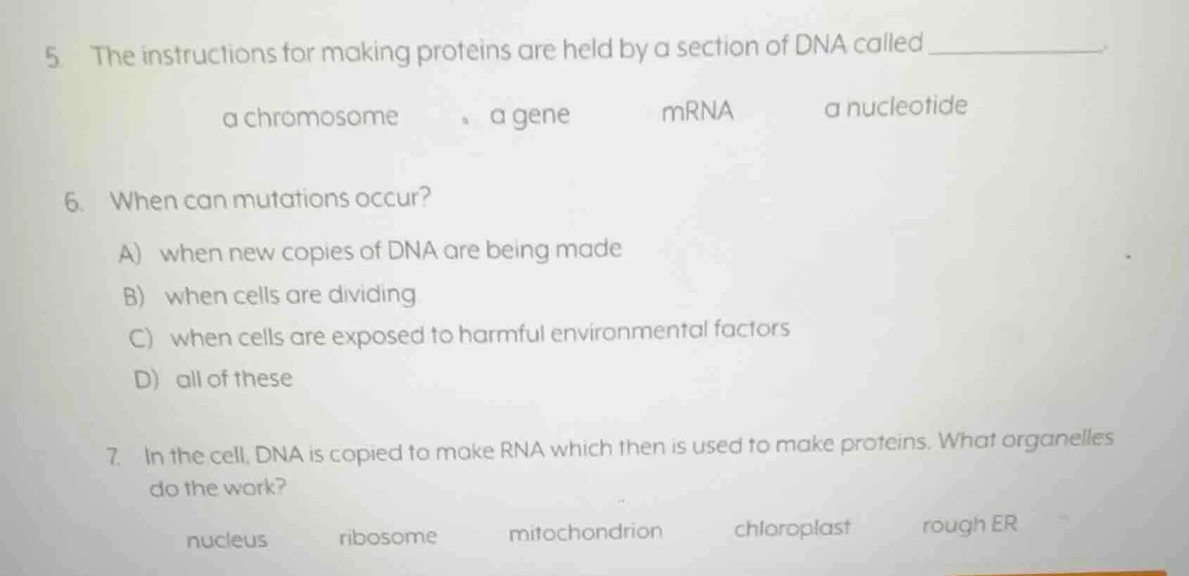 5. the instructions for making proteins are held by a section of dna ca…