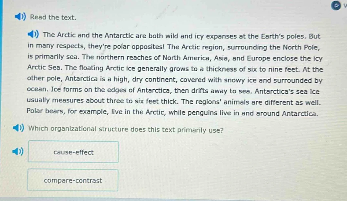 read the text. the arctic and the antarctic are both wild and icy expan…