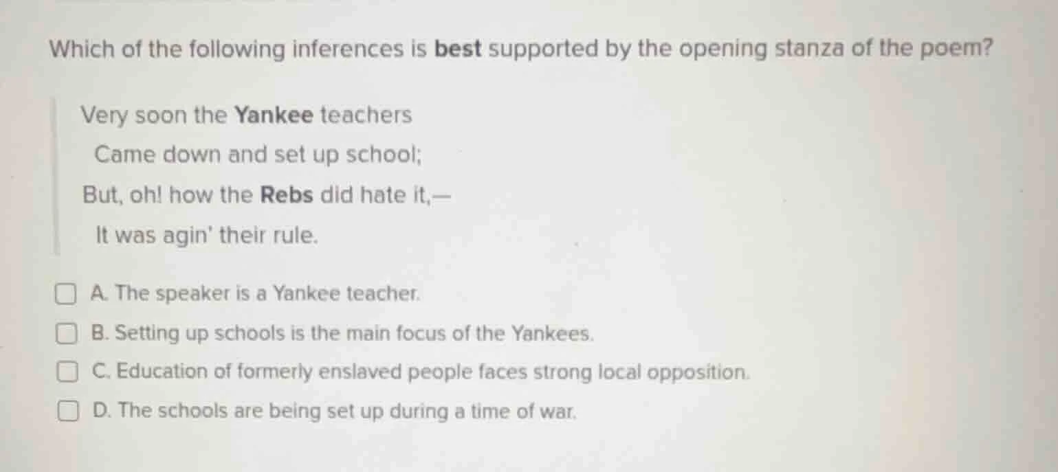 which of the following inferences is best supported by the opening stan…