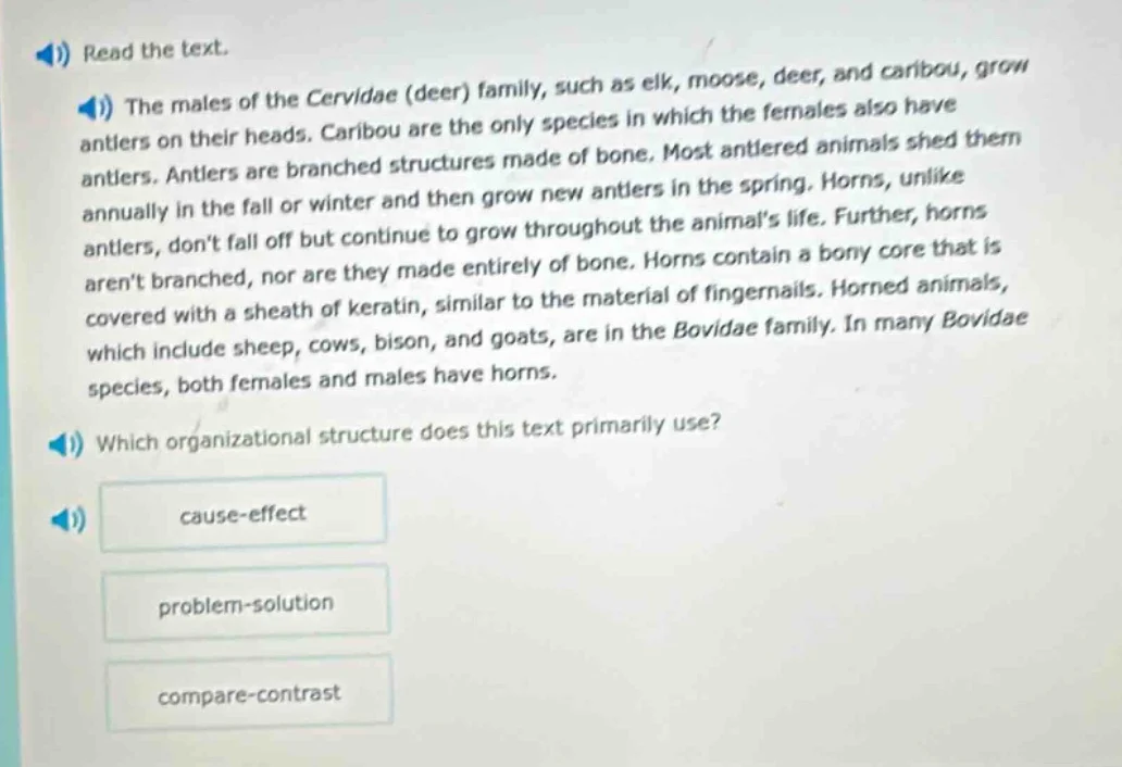 read the text. the males of the cervidae (deer) family, such as elk, mo…