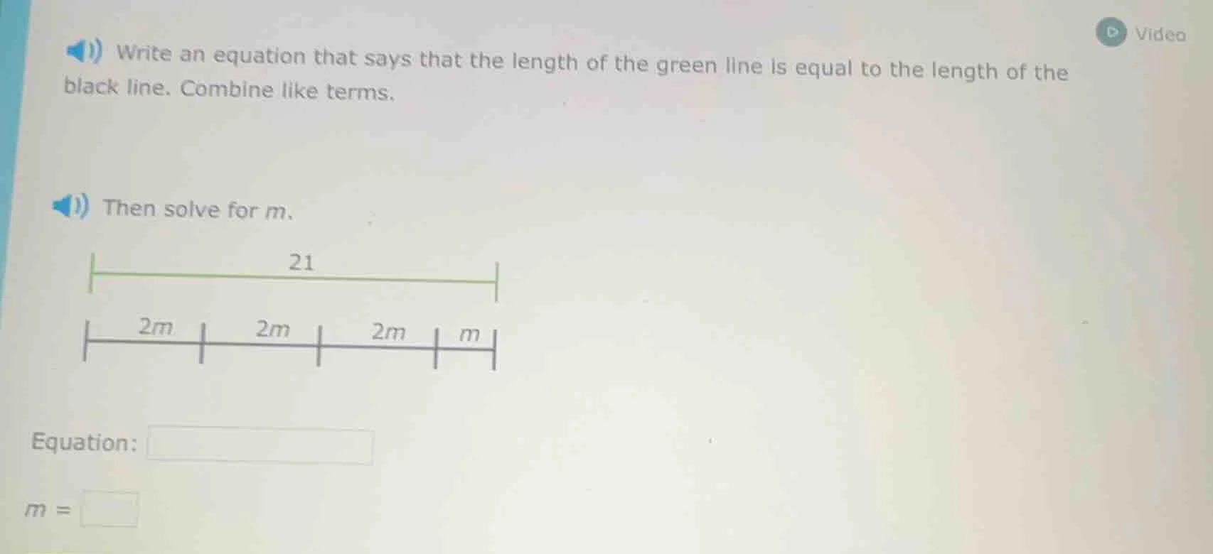 write an equation that says that the length of the green line is equal …
