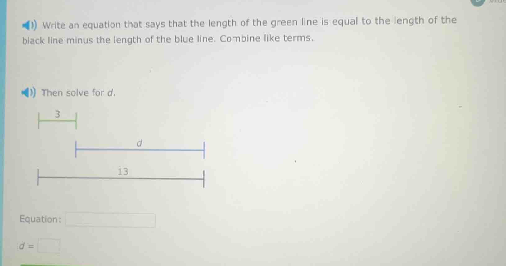 write an equation that says that the length of the green line is equal …