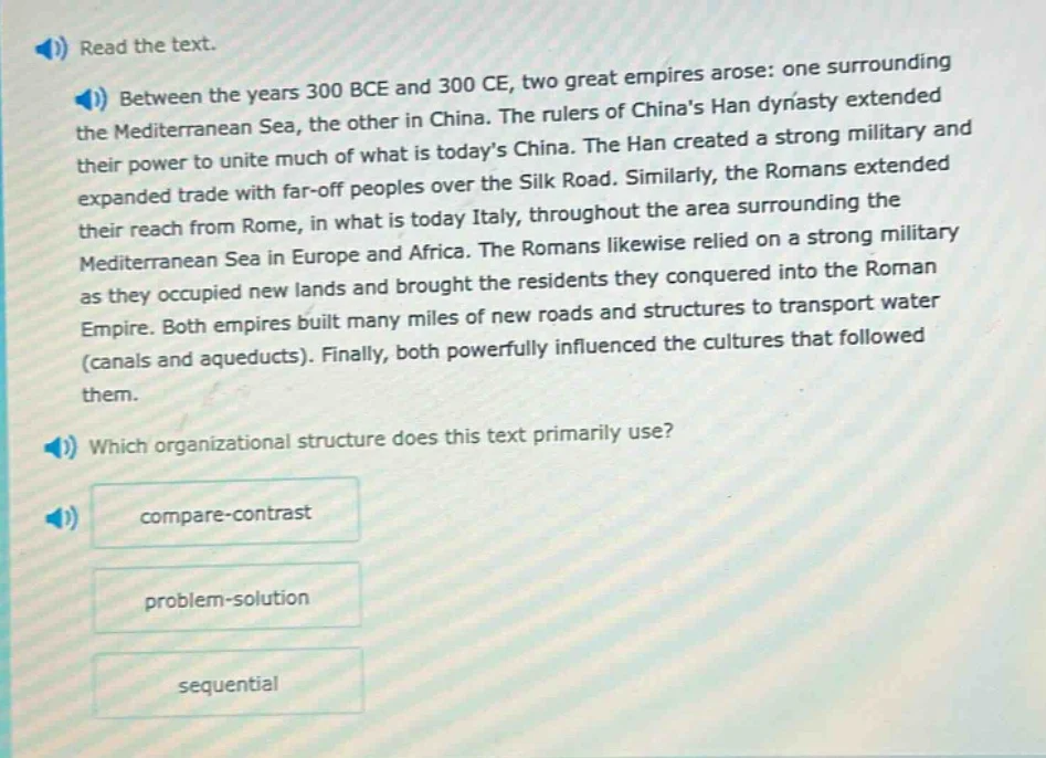 read the text. between the years 300 bce and 300 ce, two great empires …