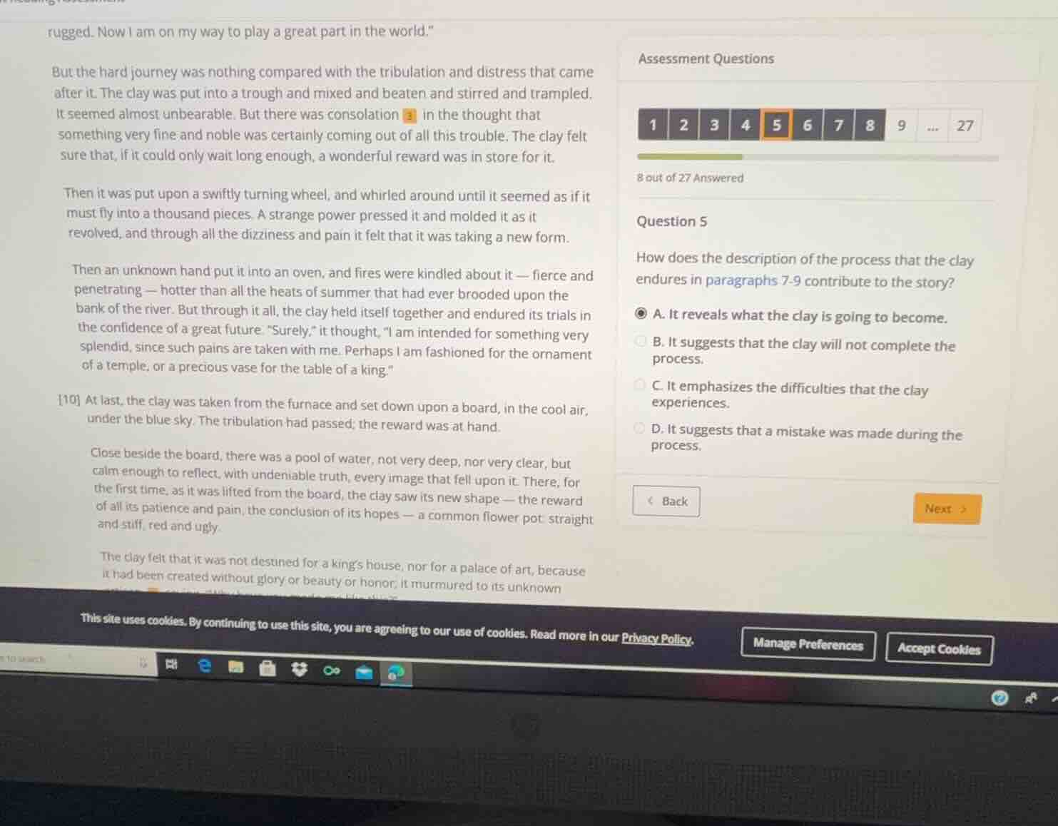 assessment questions 1 2 3 4 5 6 7 8 9 ... 27 8 out of 27 answered ques…