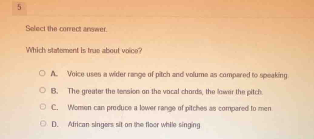 select the correct answer. which statement is true about voice? a. voic…