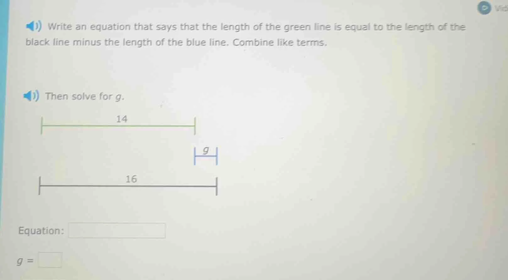 write an equation that says that the length of the green line is equal …