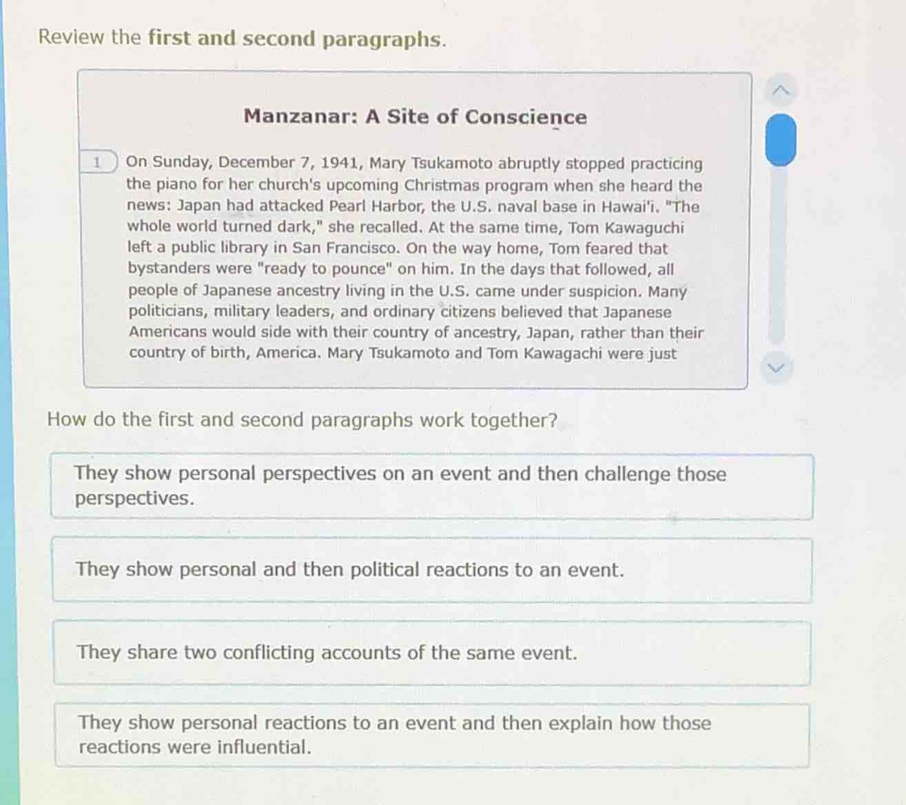 review the first and second paragraphs. manzanar: a site of conscience …