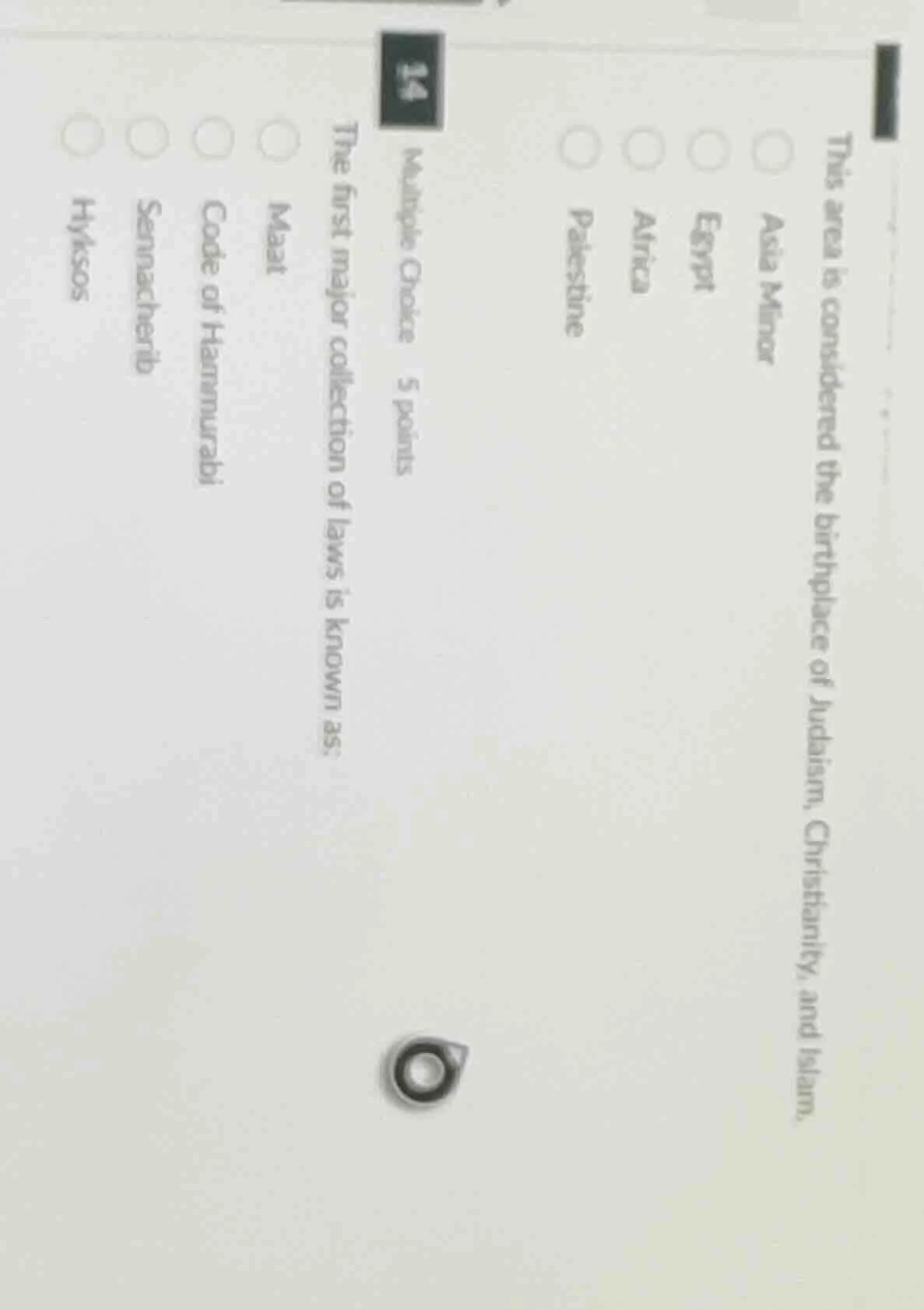 14 multiple choice 5 points the first major collection of laws is known…