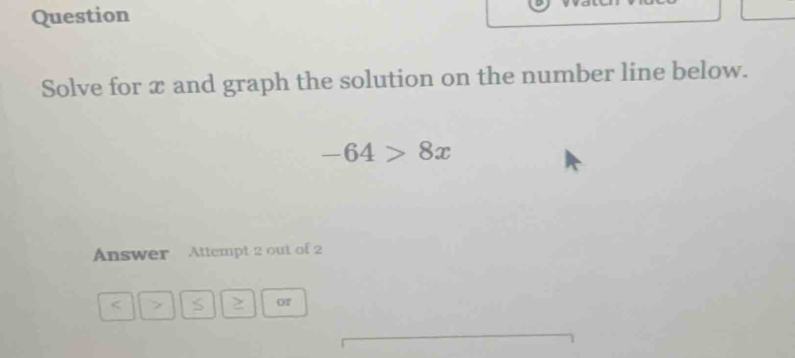 question solve for ( x ) and graph the solution on the number line belo…