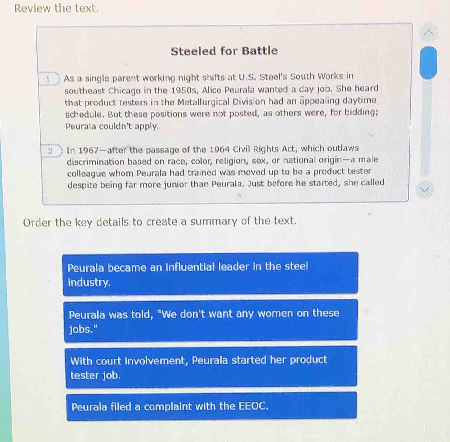 review the text. steeled for battle 1 as a single parent working night …