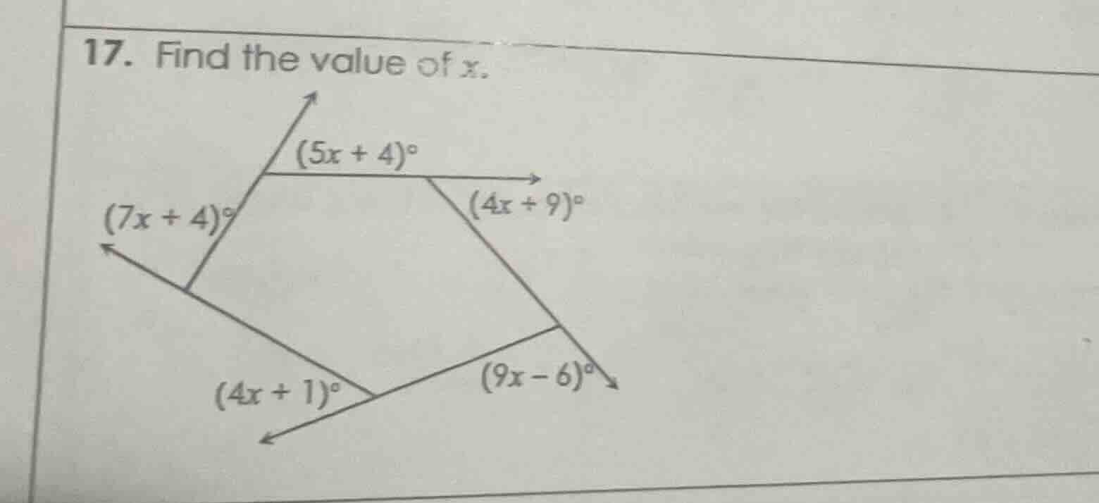 17. find the value of x.