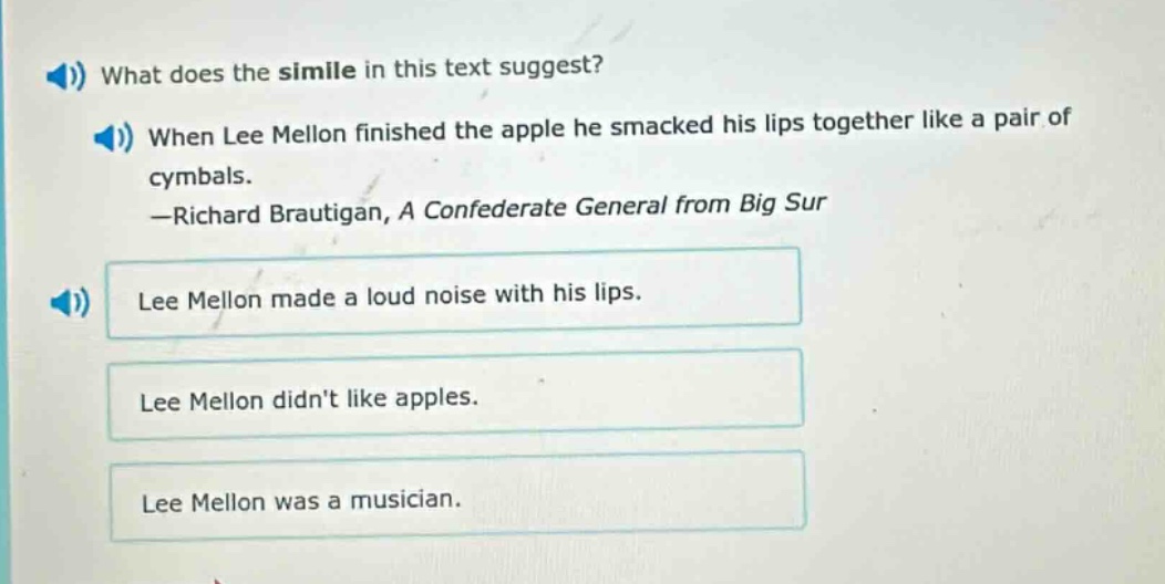 what does the simile in this text suggest? when lee mellon finished the…