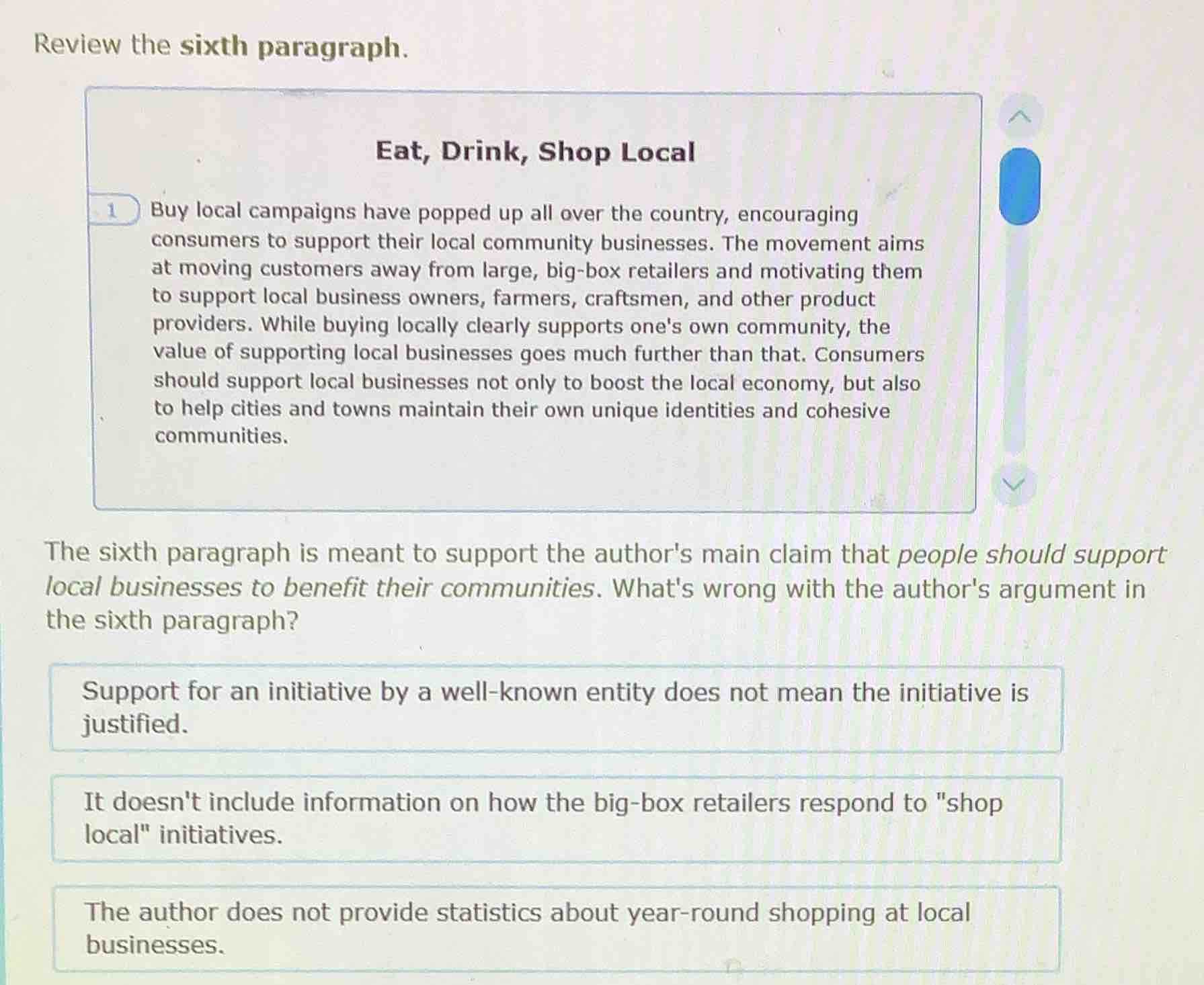 review the sixth paragraph. eat, drink, shop local 1 buy local campaign…