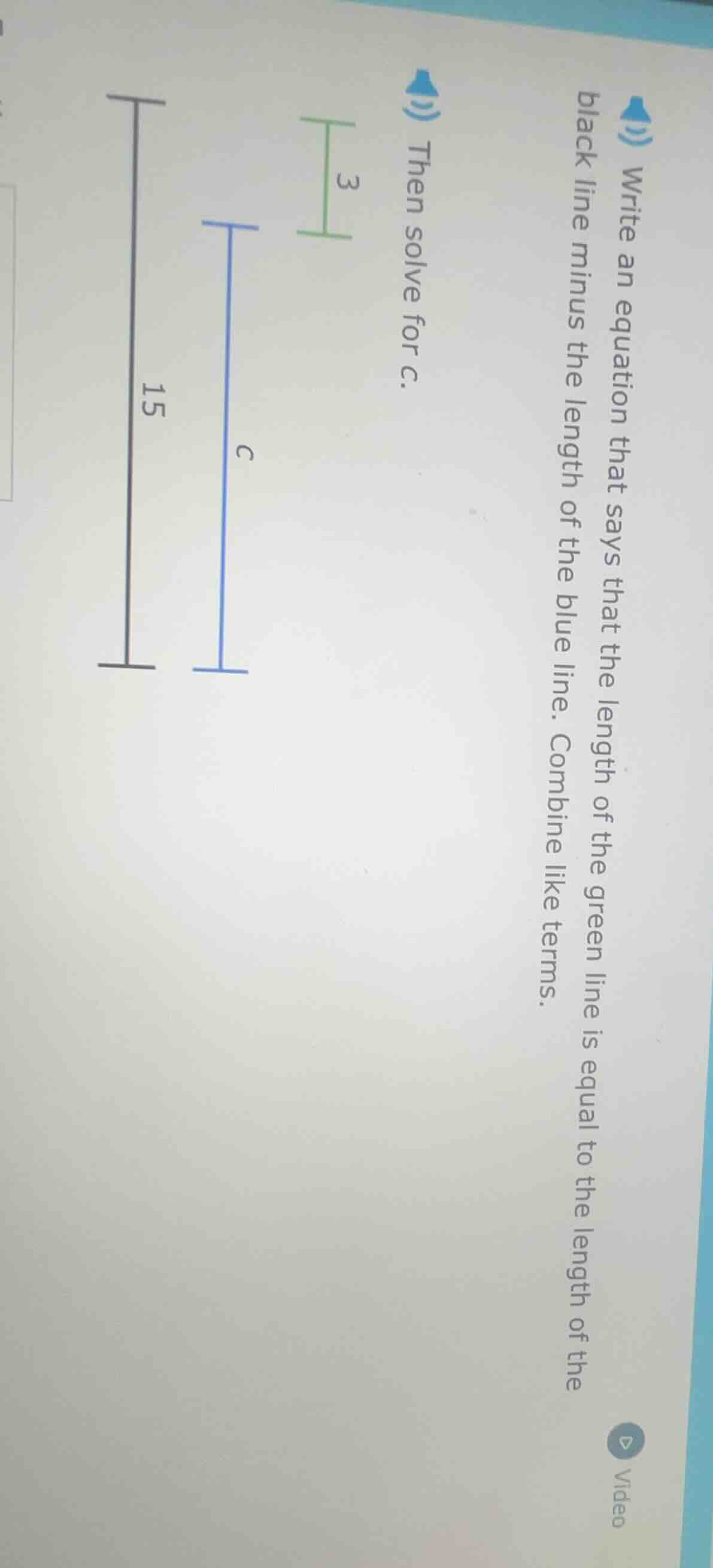 write an equation that says that the length of the green line is equal …