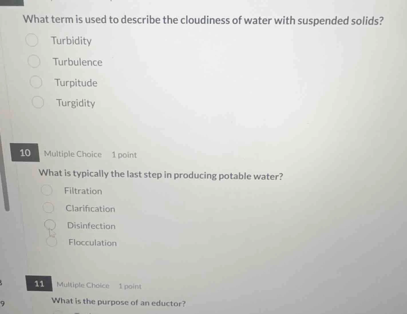 what term is used to describe the cloudiness of water with suspended so…