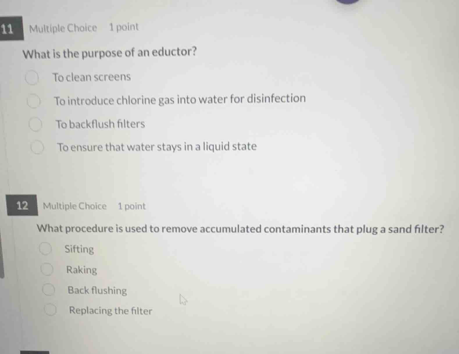 11 multiple choice 1 point what is the purpose of an educter? to clean …
