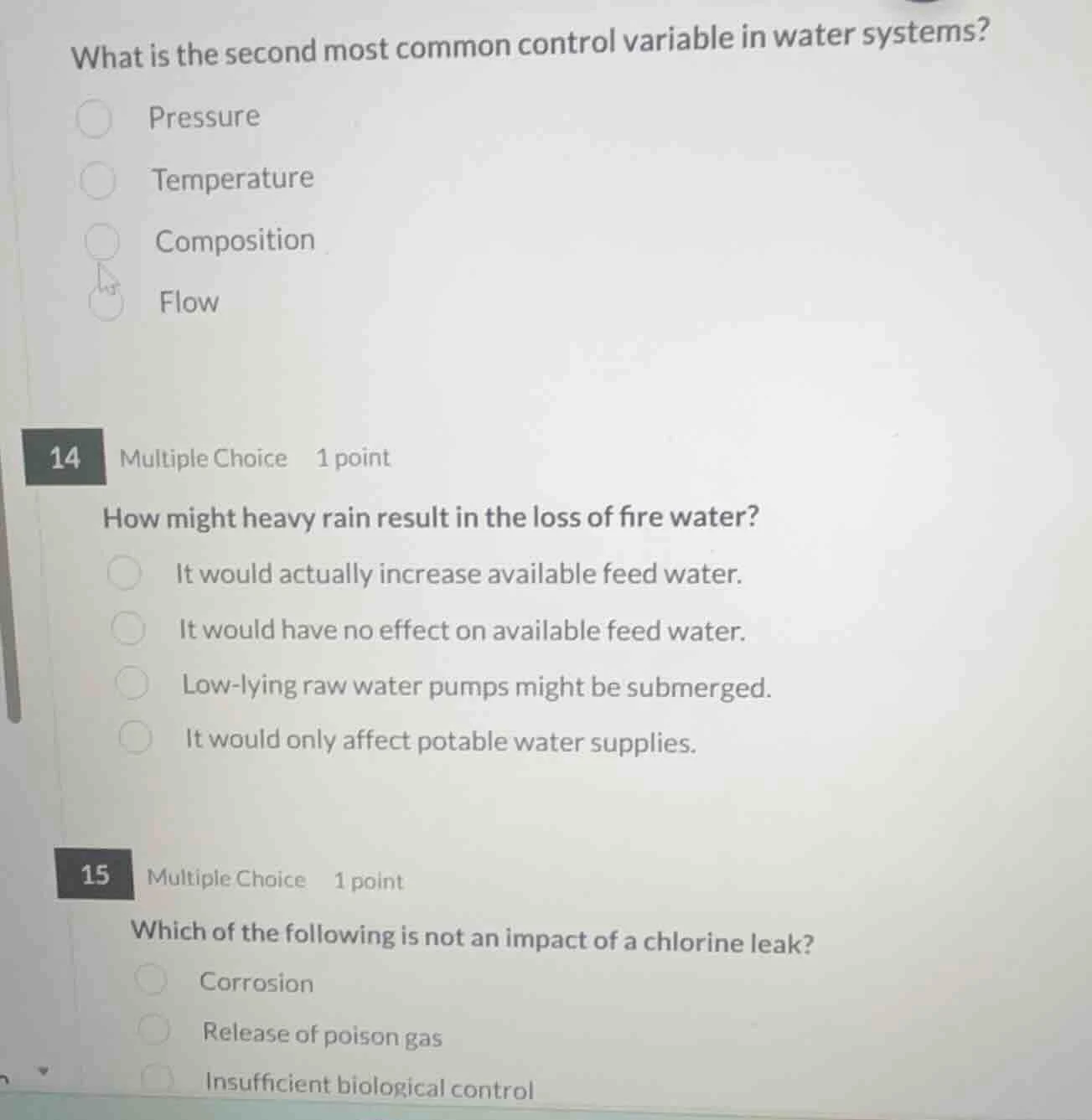 what is the second most common control variable in water systems? press…