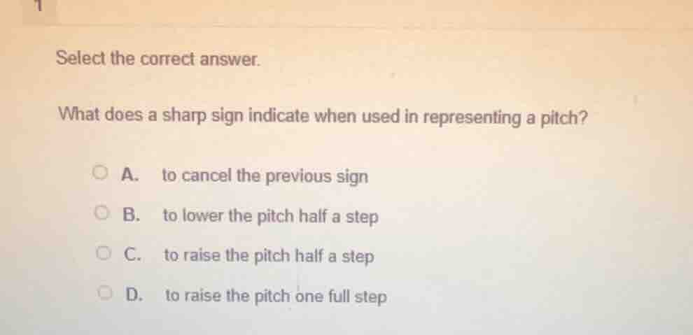 select the correct answer. what does a sharp sign indicate when used in…