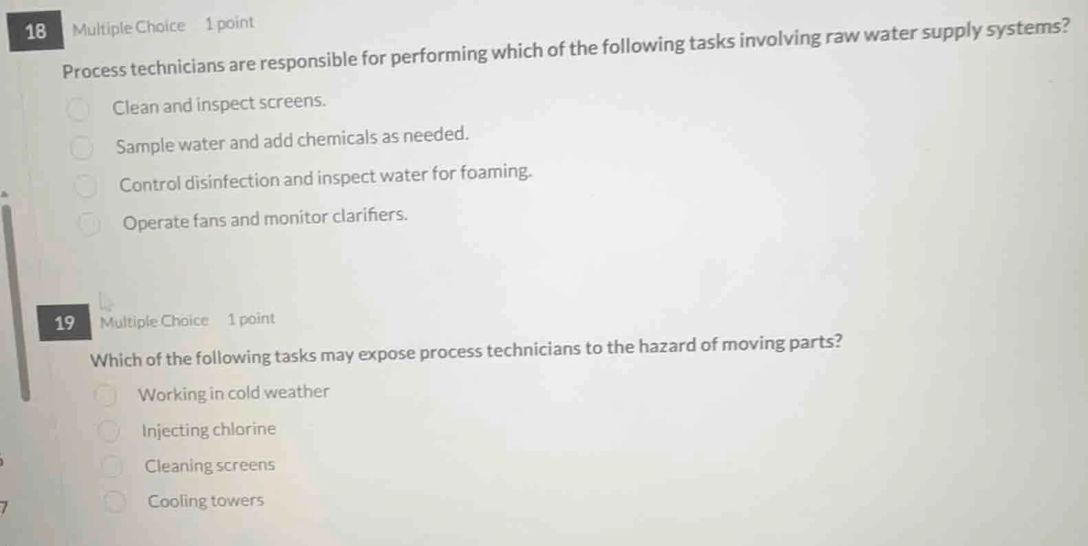 18 multiple choice 1 point process technicians are responsible for perf…