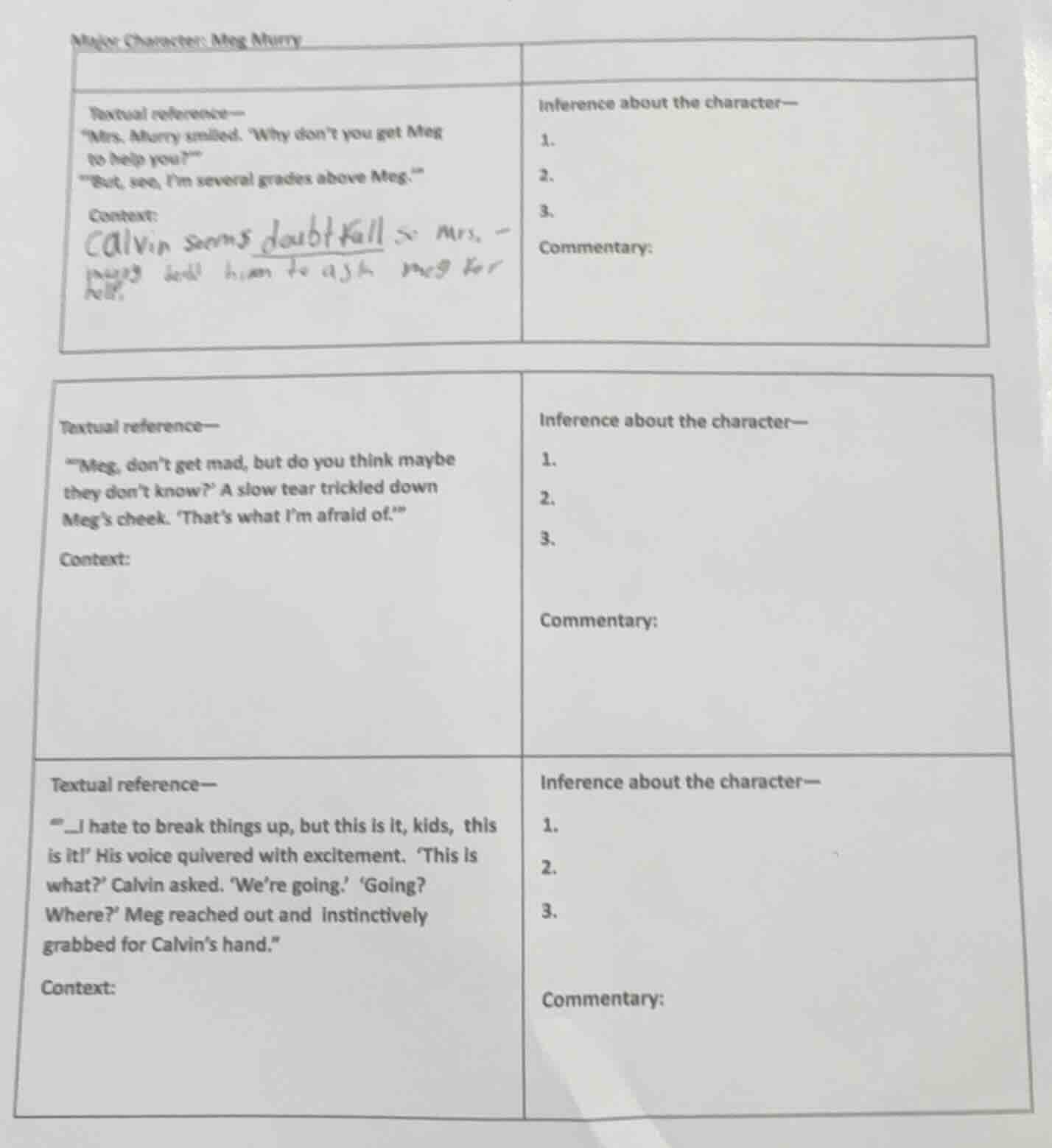 major character: meg murry textual reference— “mrs. murry smiled. ‘why …