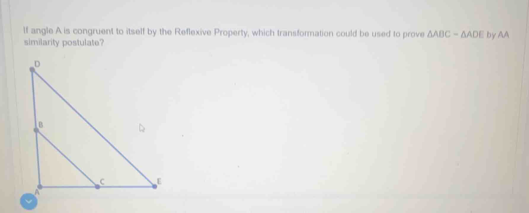 if angle a is congruent to itself by the reflexive property, which tran…