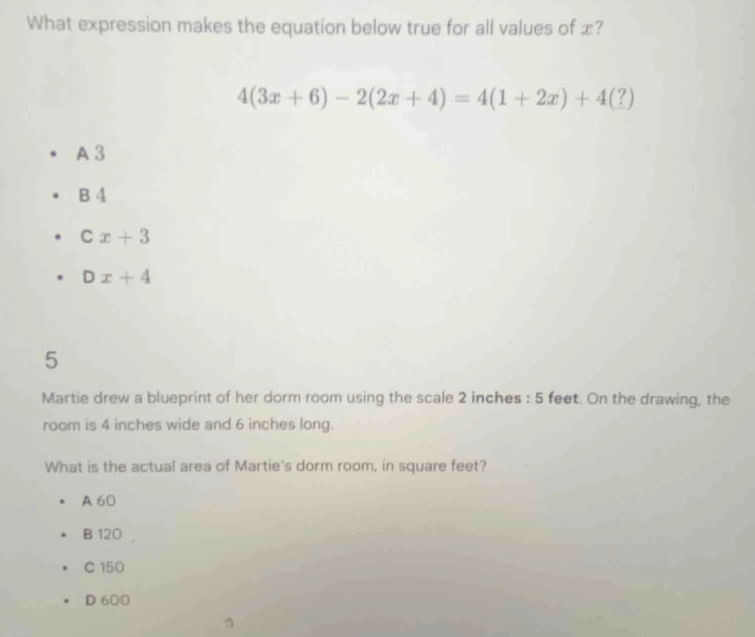 what expression makes the equation below true for all values of x? $4(3…