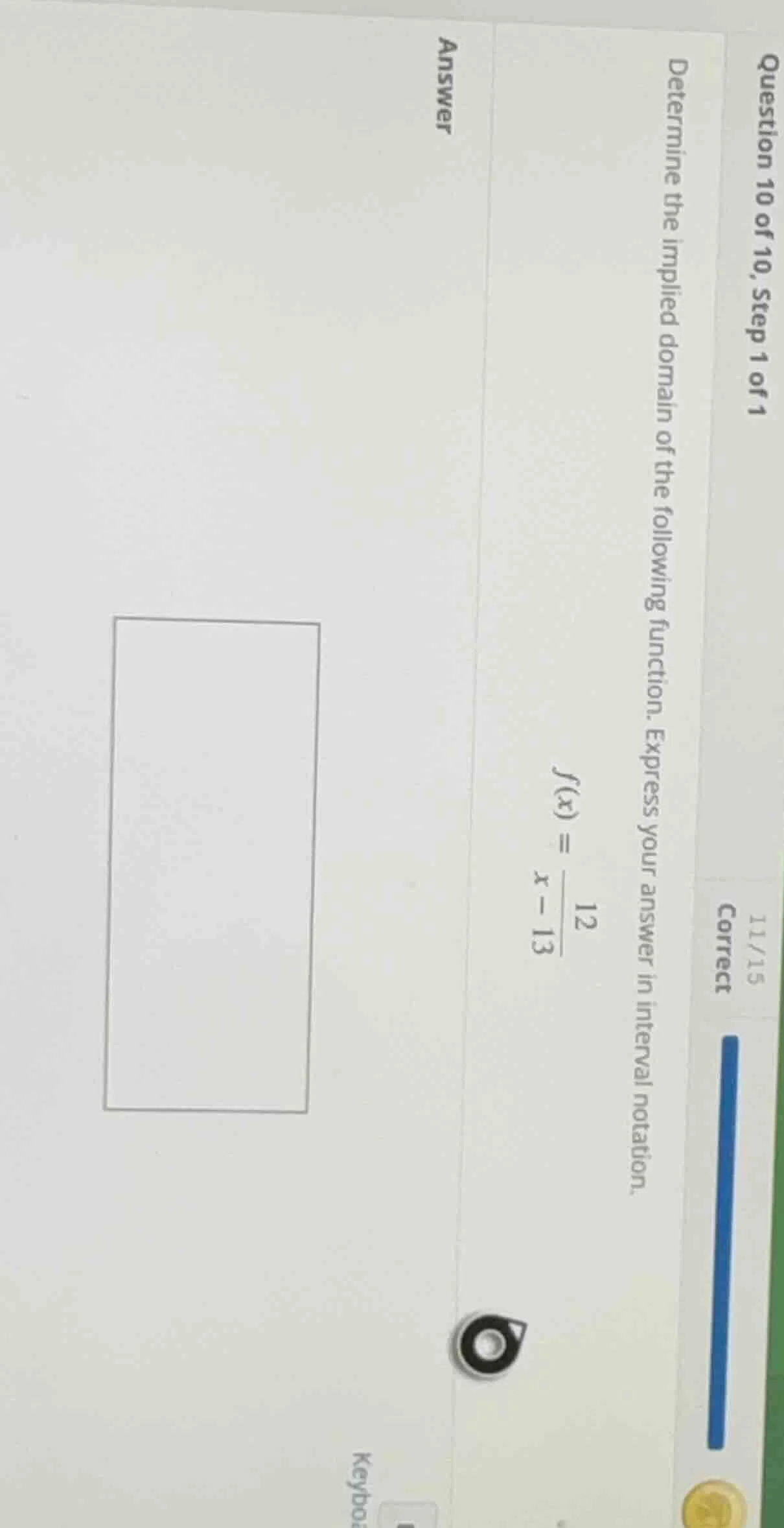 question 10 of 10, step 1 of 1 determine the implied domain of the foll…