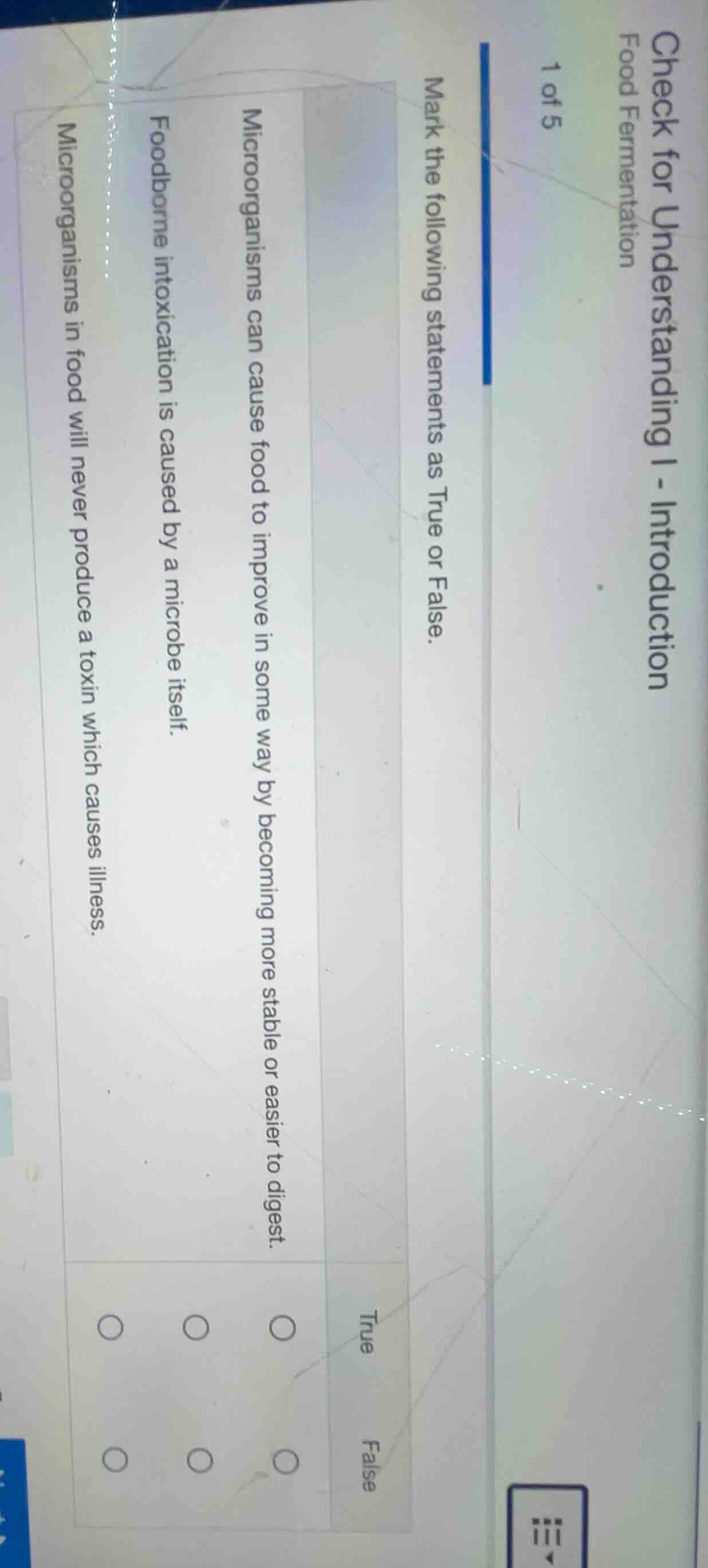 check for understanding i - introduction food fermentation 1 of 5 mark …