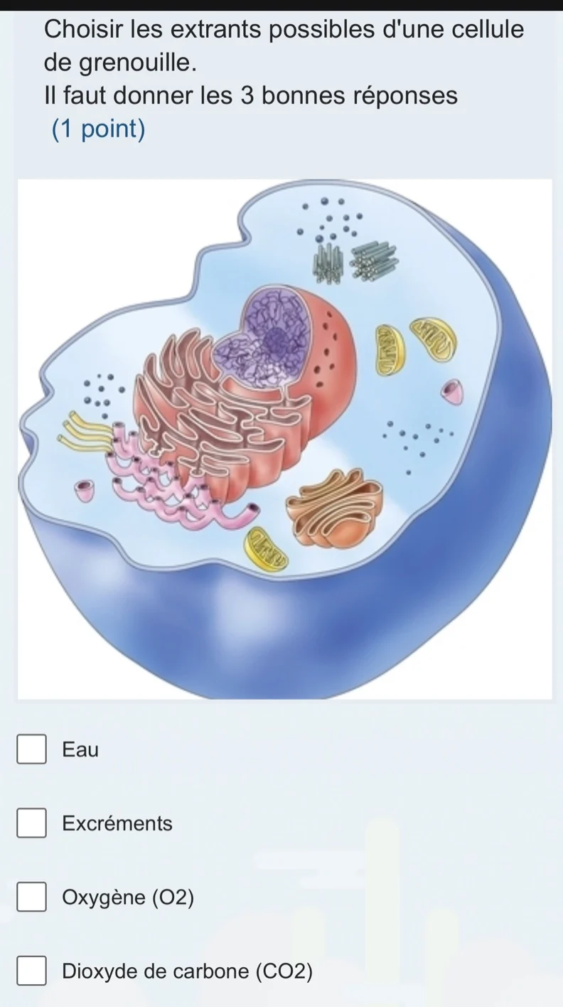 choisir les extrants possibles dune cellule de grenouille. il faut donn…