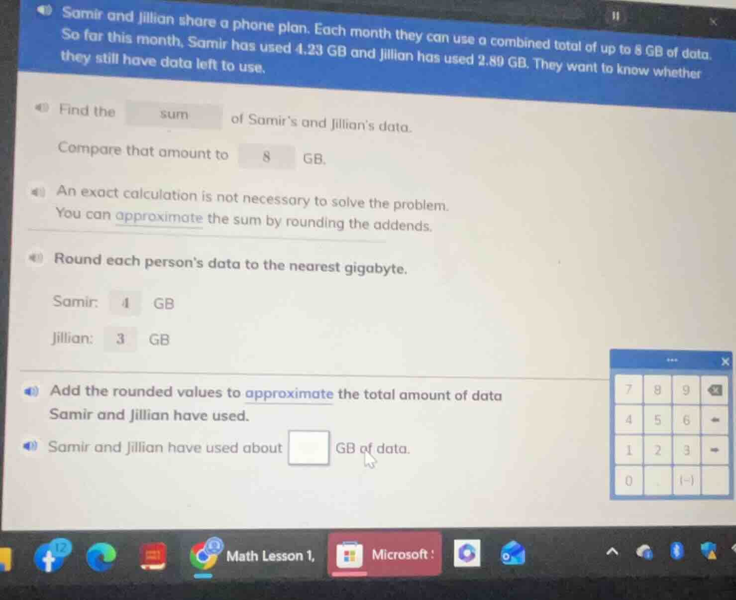 samir and jillian share a phone plan. each month they can use a combine…