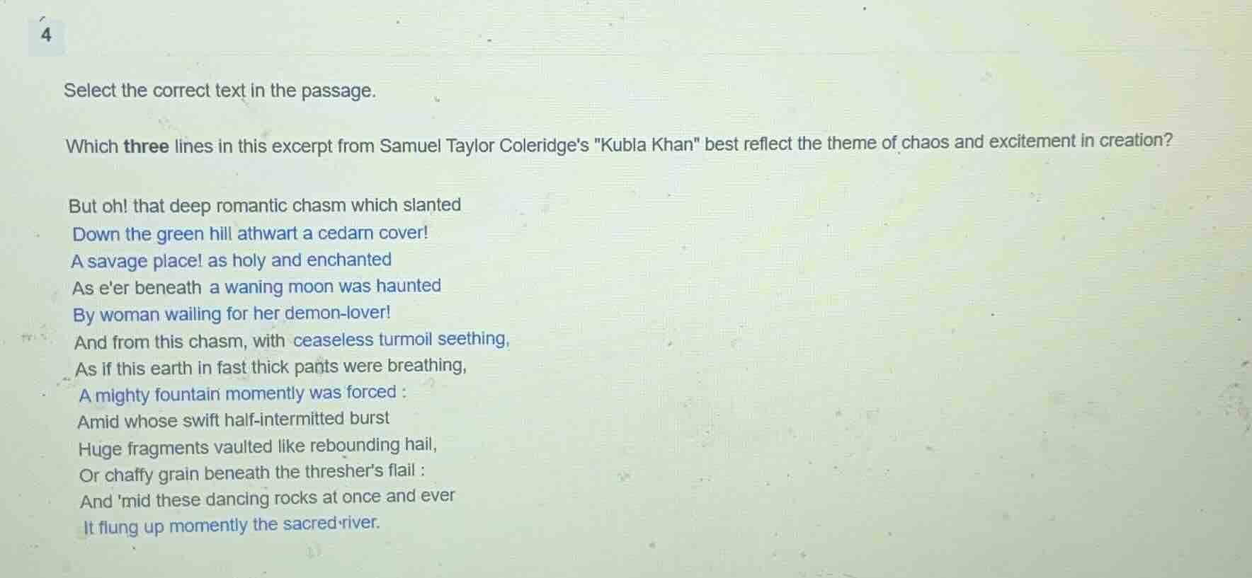 select the correct text in the passage. which three lines in this excer…