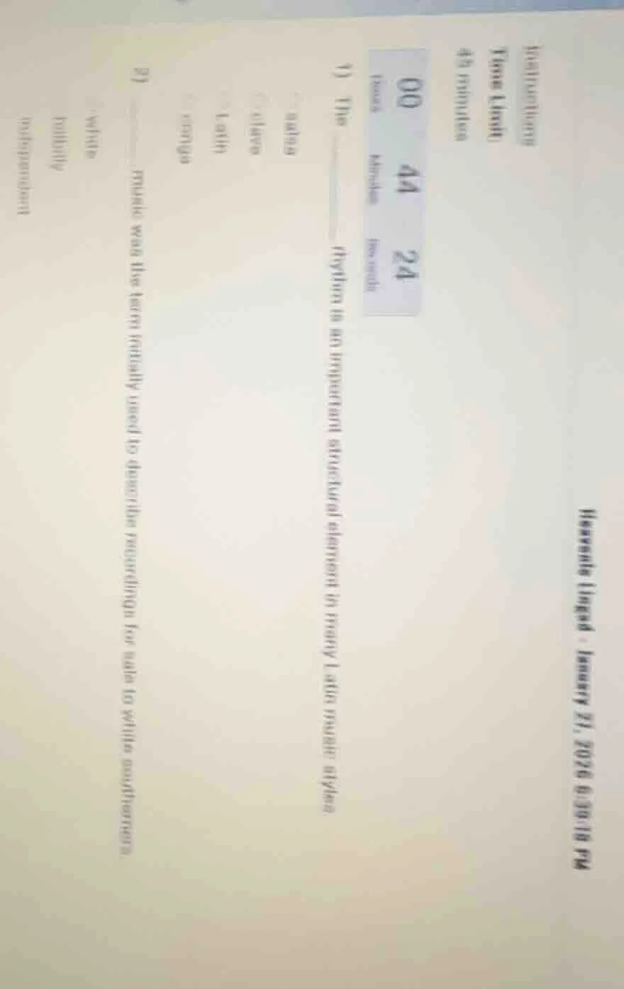 instructions time limit: 45 minutes 1) the ____ rhythm is an important …