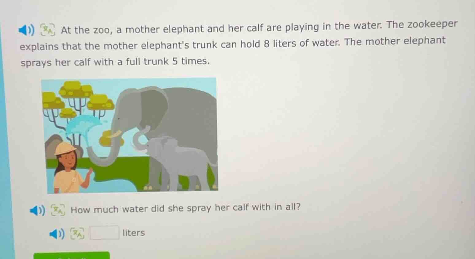 at the zoo, a mother elephant and her calf are playing in the water. th…