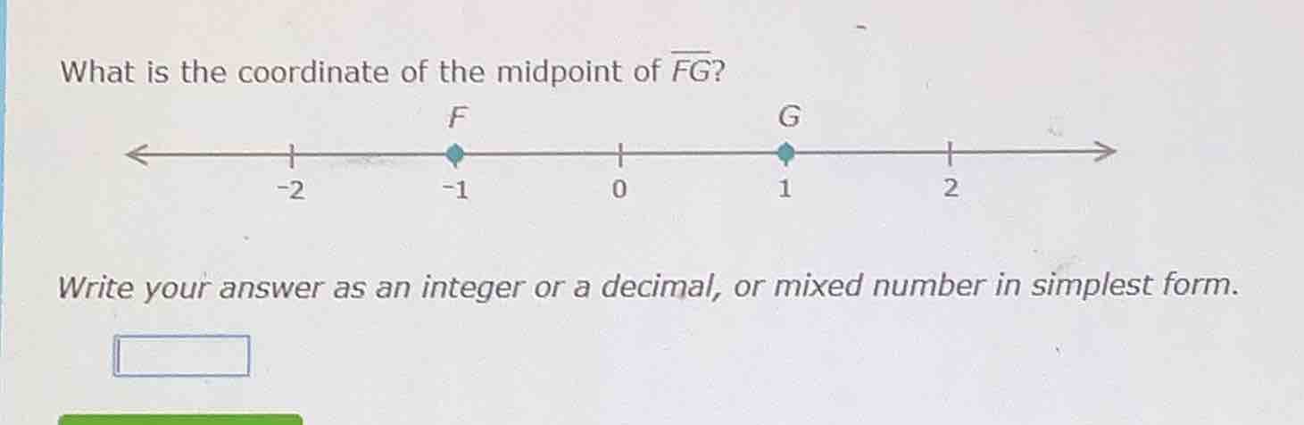 what is the coordinate of the midpoint of \\(\\overline{fg}\\)? write y…