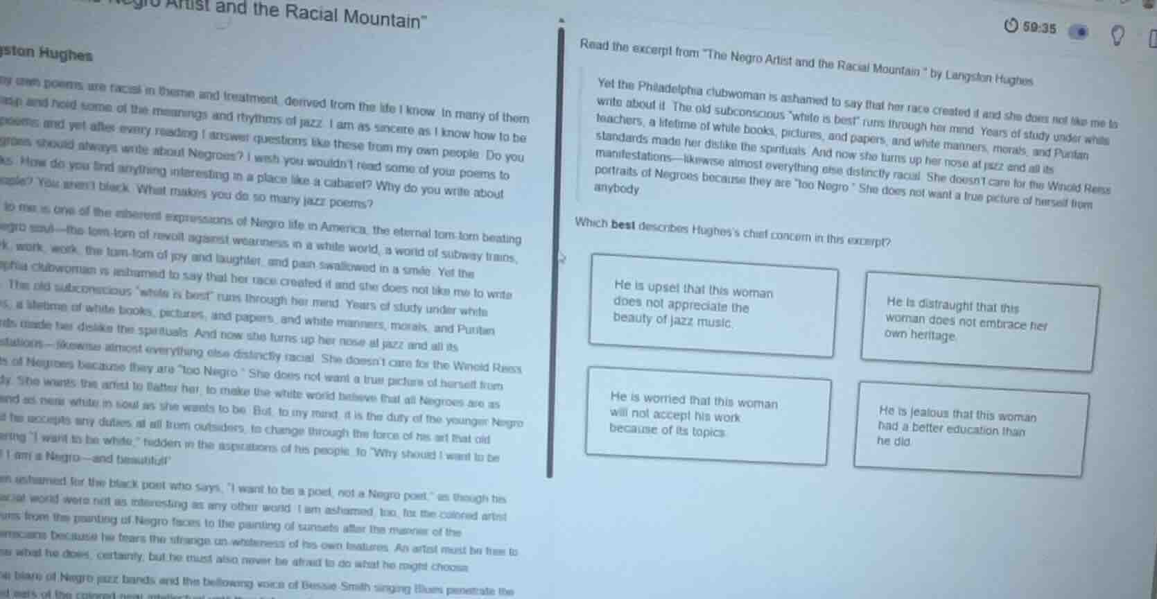 read the excerpt from \the negro artist and the racial mountain\ by lan…