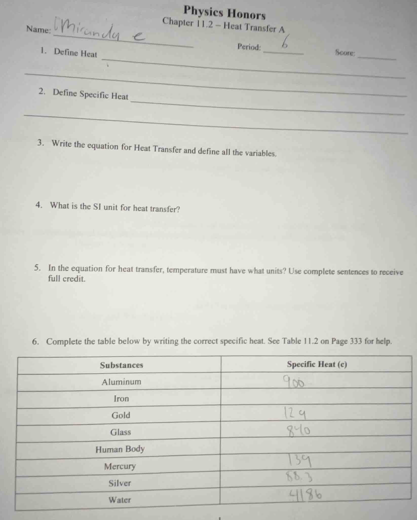 physics honors chapter 11.2 – heat transfer a name: miranda e period: 6…