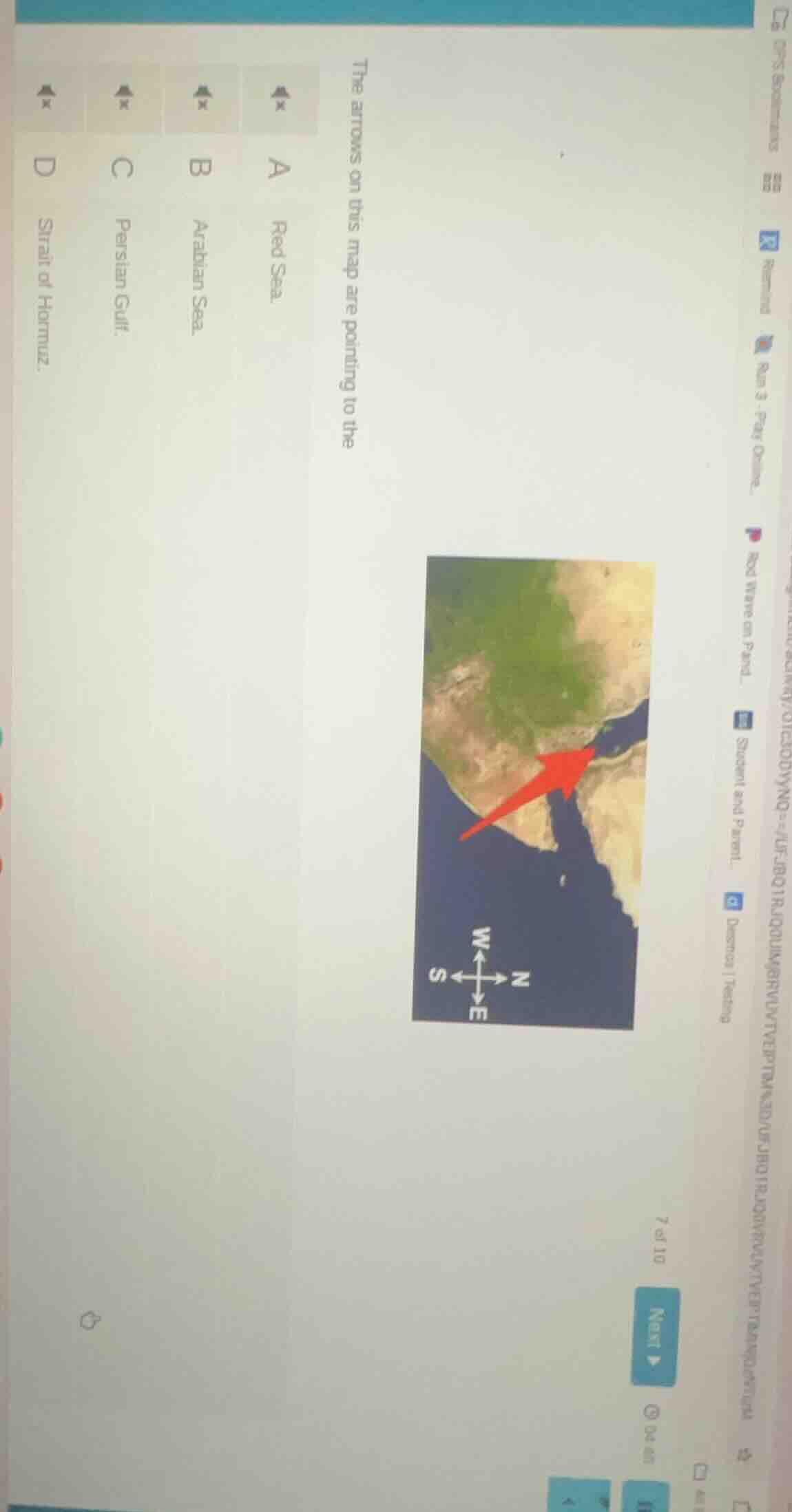 the arrows on this map are pointing to the a red sea b arabian sea c pe…